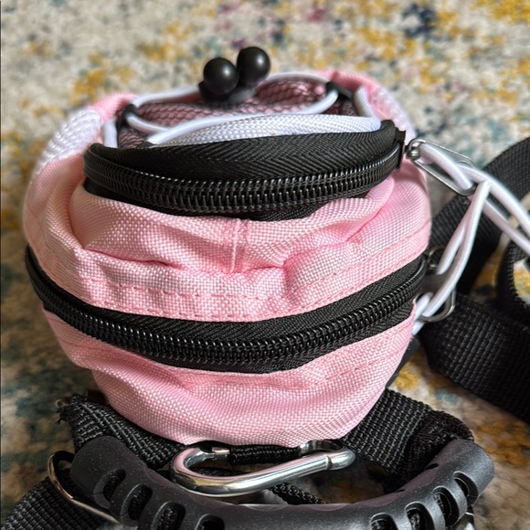 NEVER USED- Pink Mini Backpack with Black Straps - Picture 5 of 8